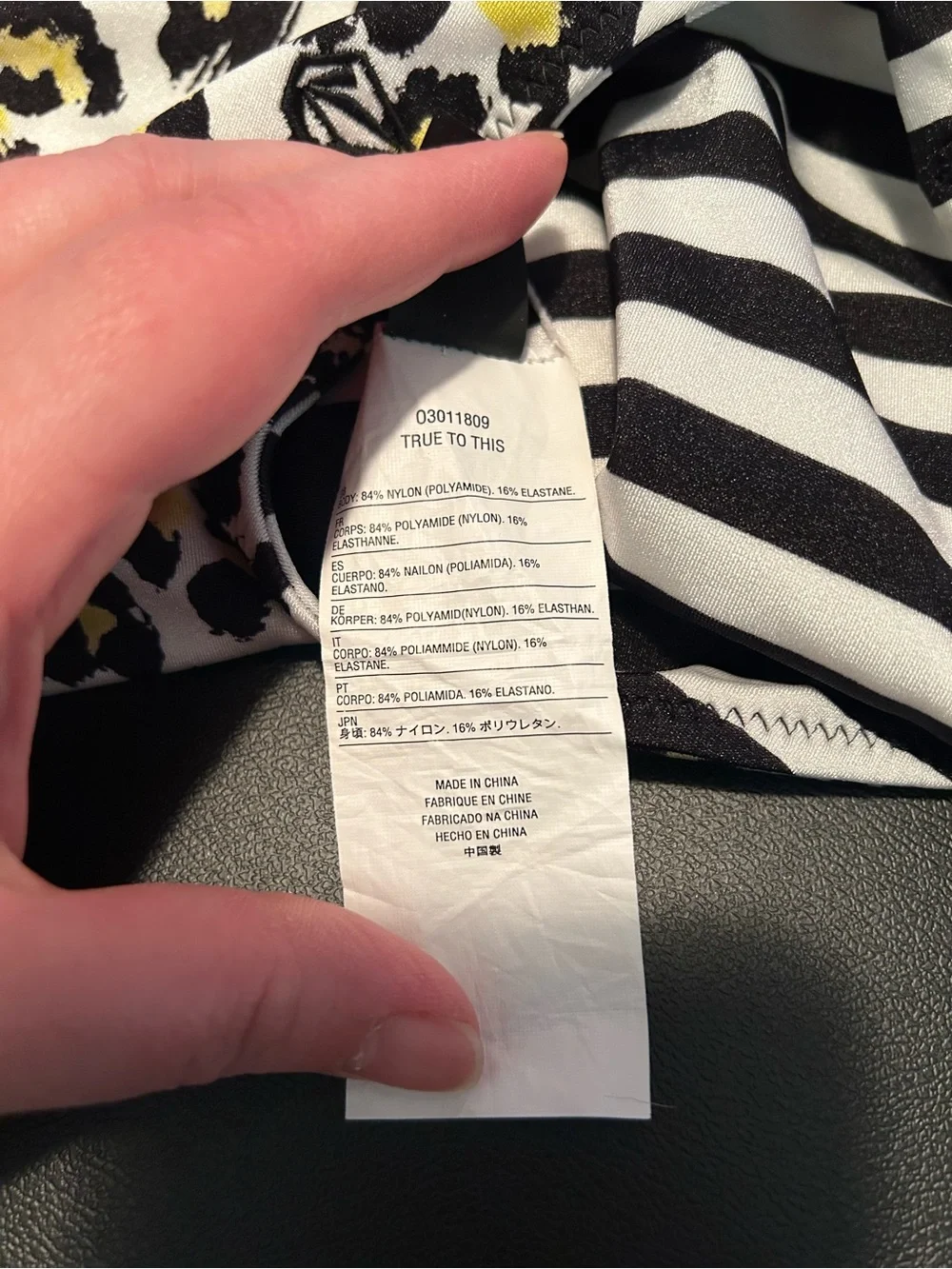 Volcom black and white striped one piece swimsuit reversible leopard large